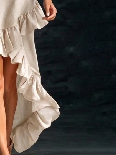 Sleeveless Ruffle Hem Maxi Dress – Cotton Linen
