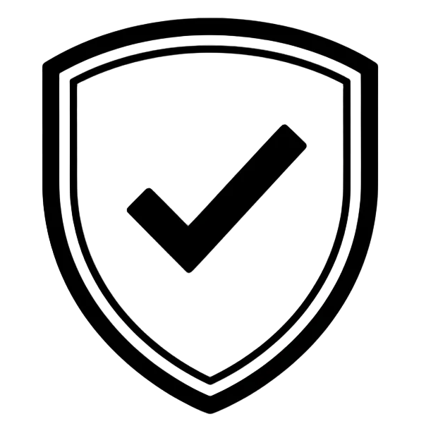 Shield icon with a lock symbol inside on a white background